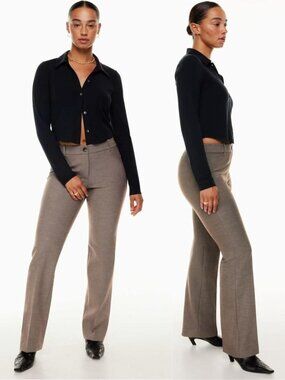 WILFRED Aritzia Prizzi Low Rise Bootcut Pants Size 12 Heather Turner Taupe